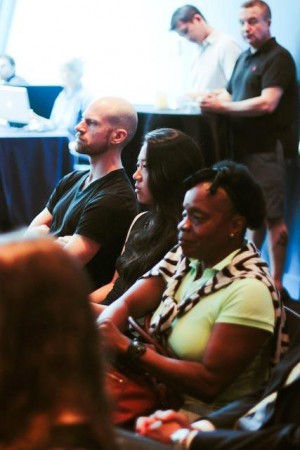 In the Audience:(from left to right)Aaron Mattocks, Performer and Executive Member of the Collective for Dance Writers and New Media, Education Director of Hip Hop Conservatory+ Yvonne H. Chow, and Blondell Cummings, Bessie Selection Committee Member, Director/Choreographer/Performer;Photo AK47 Division