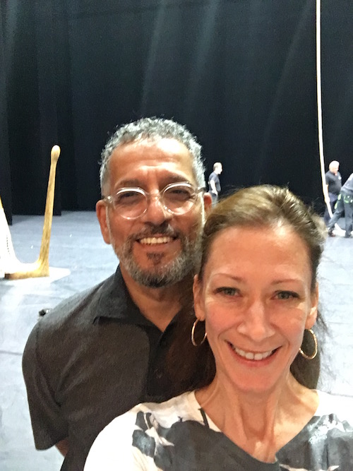 Blakely takes a selfie with Dreden's bespectacled ballet master Gamal Gouda. They pose on stage.