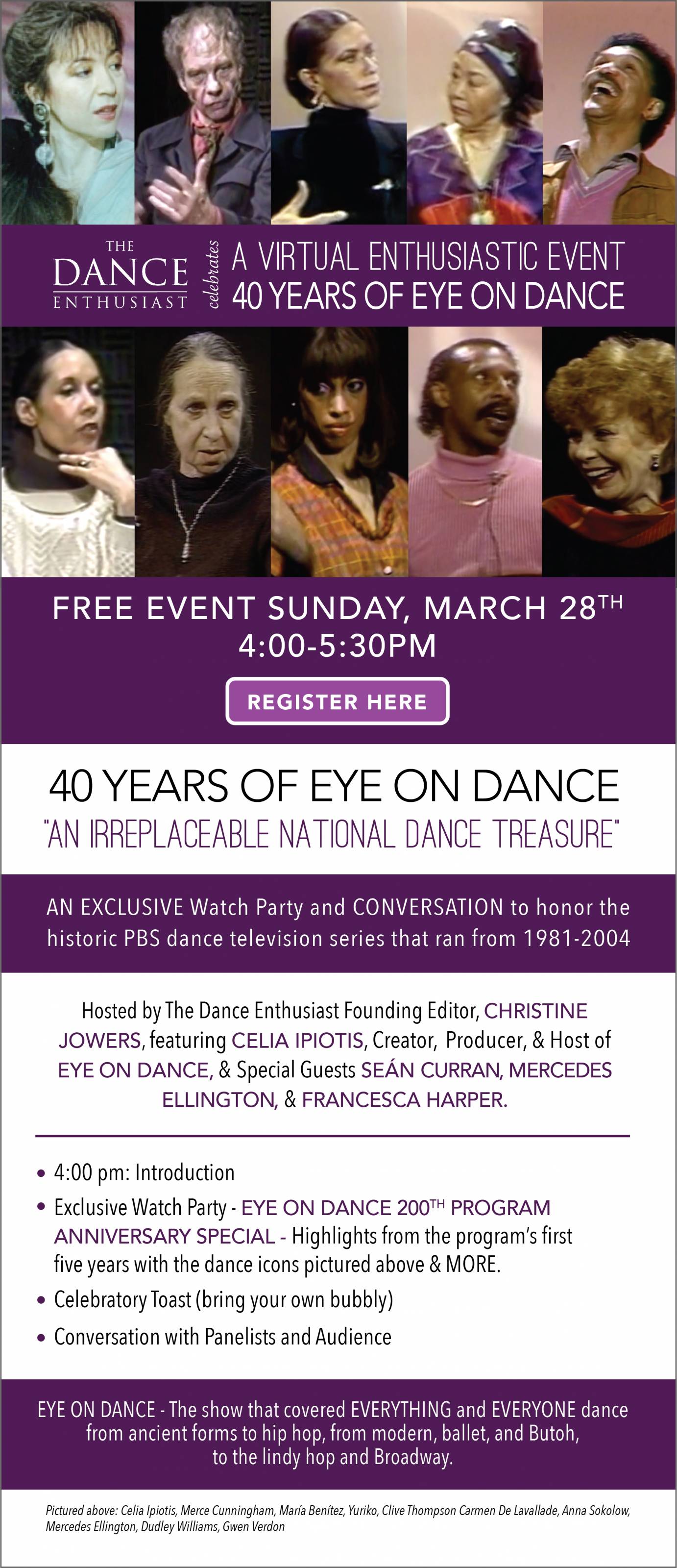 invitation to celebration of EYE ON DANCE