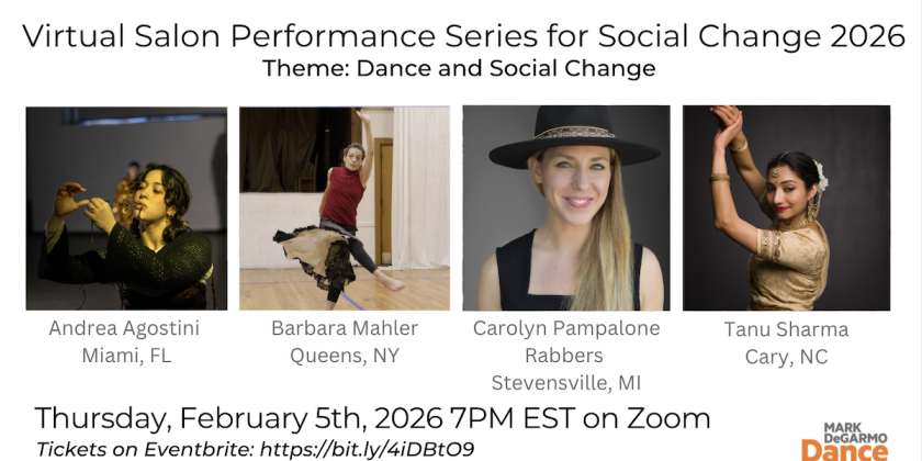 MDD broadcasts the first salon of its 16th annual Virtual Salon Performance Series for Social Change (VSPS) 2026 on Thursday, Fe