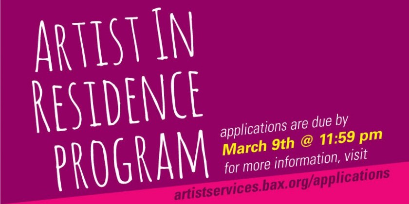 BAX 2019/20 Artist In Residence Application | Interviews on May 8-10 