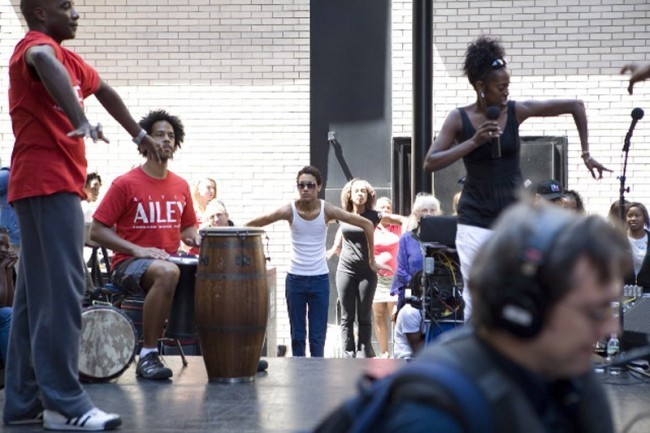 A Free Dance Class in The Technique of Lester Horton ( Horton was Ailey's Dance Teacher/Mentor)  Nasha Thomas-Schmitt  leads. This Was One of the Many Free Classes ( others were in Drumming and African Dance) Offered to the Public on Alvin Ailey Day.