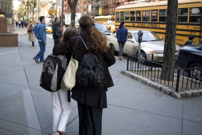 7:20 am- Catherine Sends Her Children Off on The School Bus From The Upper East Side.