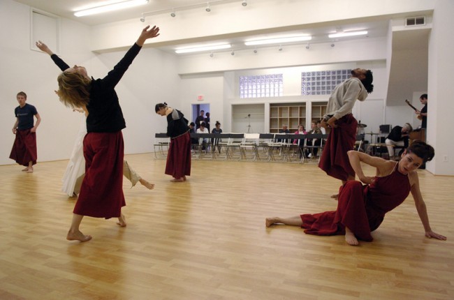 Dancers (L to R) Scott McPheeters, Jillian Harris, Olive Prince, Jumatatu Poe, and Kimberly Miller  Warm Up For First Studio Showing.