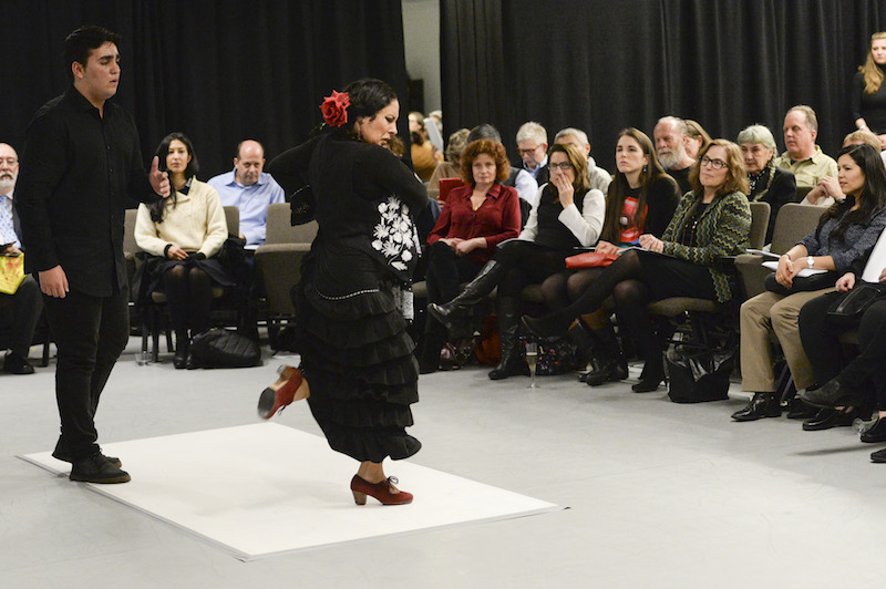 The Audience Intently Watches Flamenco artists Sonia Olla and El Bola.