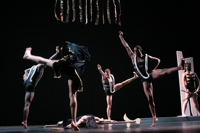 Here, 'Iphigenia', played by Miki Orihara, is being sacrificed to the fair winds in order that 'Agamemnon', her father, and Clytemnestra's husband can win the Battle of Troy. Clytemnestra will get revenge.