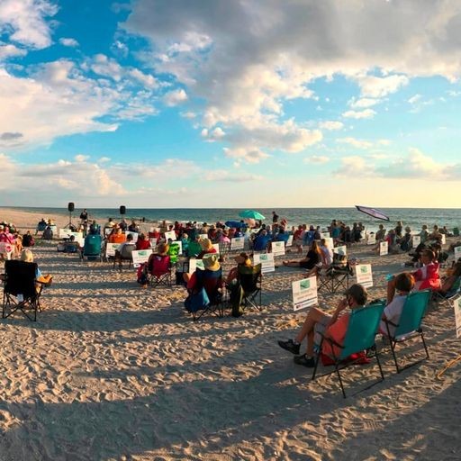 audience members on beach