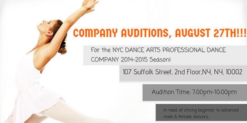 Audition for NYC Dance Arts! Company Seeks Strong Male & Female Dancers!