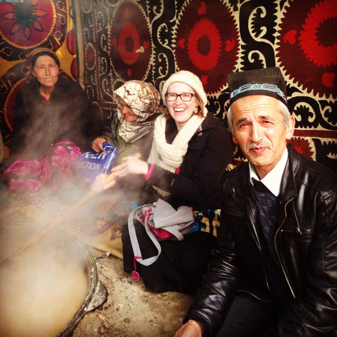 Carissa Landes with her host family in Tajikistan