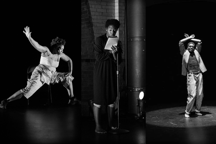 Portraits of all three Emoves Artists at work in black and white