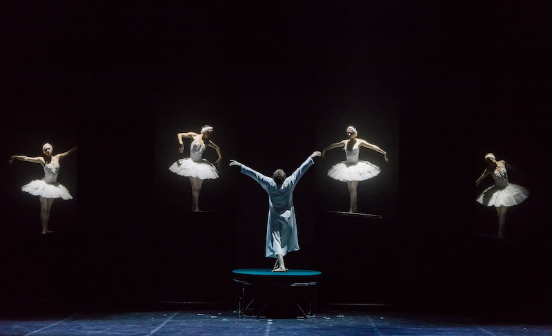 Four ballerinas dressed as swans from 