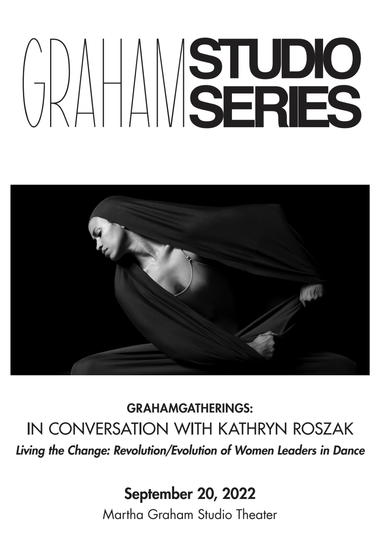 Poster of Graham Talks with profile of Natasha Diamond Walker dancing Lamentations