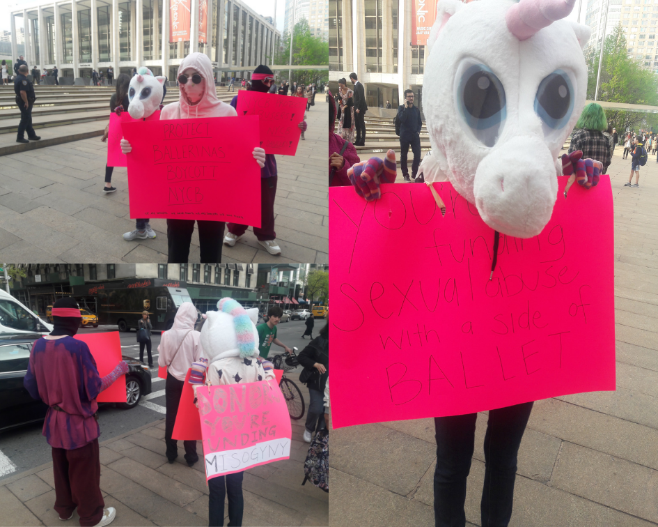 Protesters holding signs that say Donors, You're Funding Misogyny