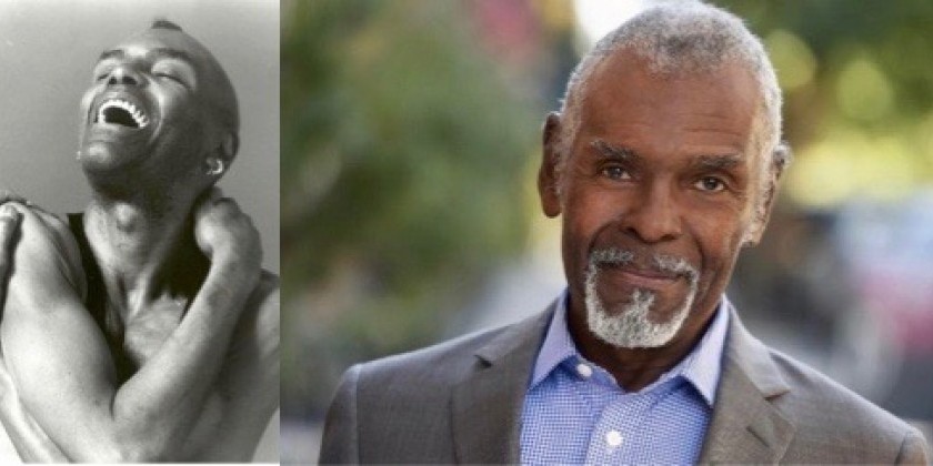 two photos of Gus Solomons as a young Black dancer and an older Black man, still perfoming