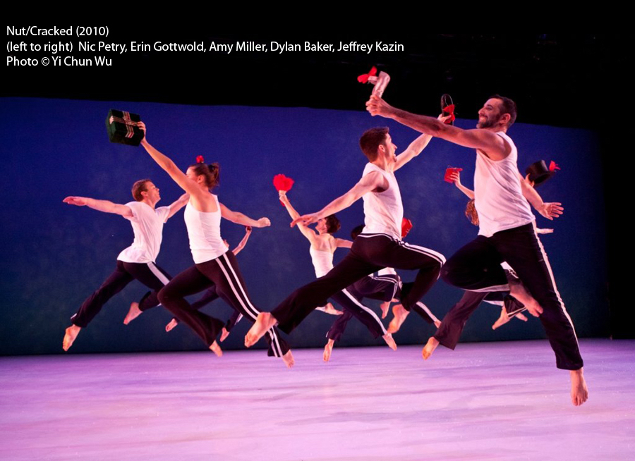 Dancers in joyful stag jumps