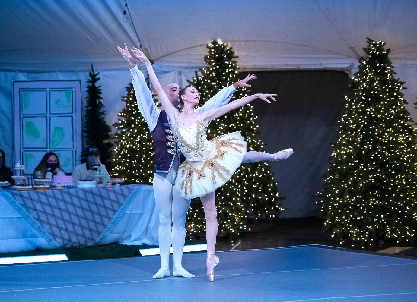 Tyler Angle and Ashley Laracey pose in arabesque