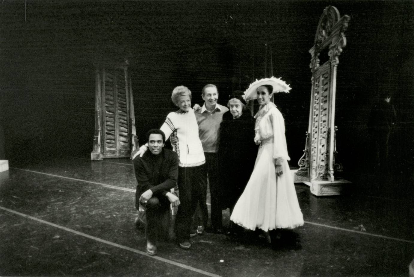 black and white with Virginia Johnson in her Blanche DuBois costume surrounded by director choreographer coach and actress Lillian Gish... a personal photo 