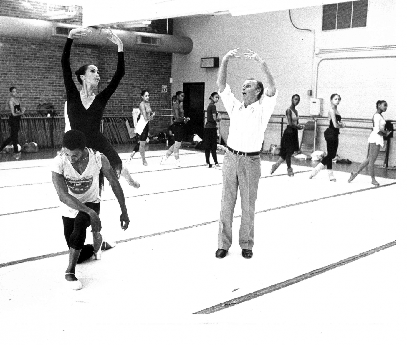 Willow Sanchez, second from the right in the corps, in rehearsal for Giselle