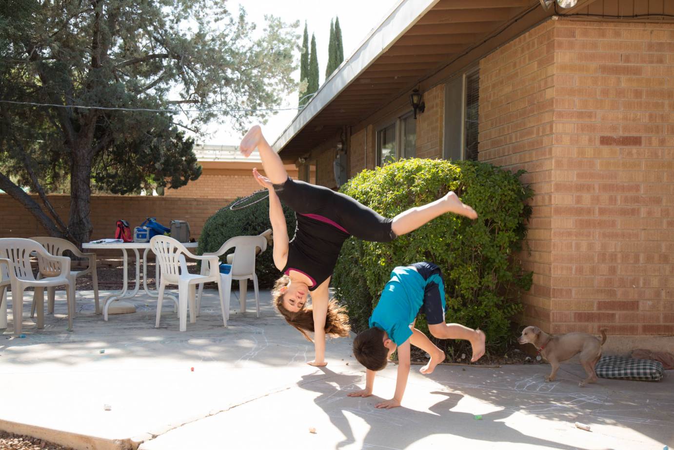 Yvonne Montoya and her son Buddy outside their home